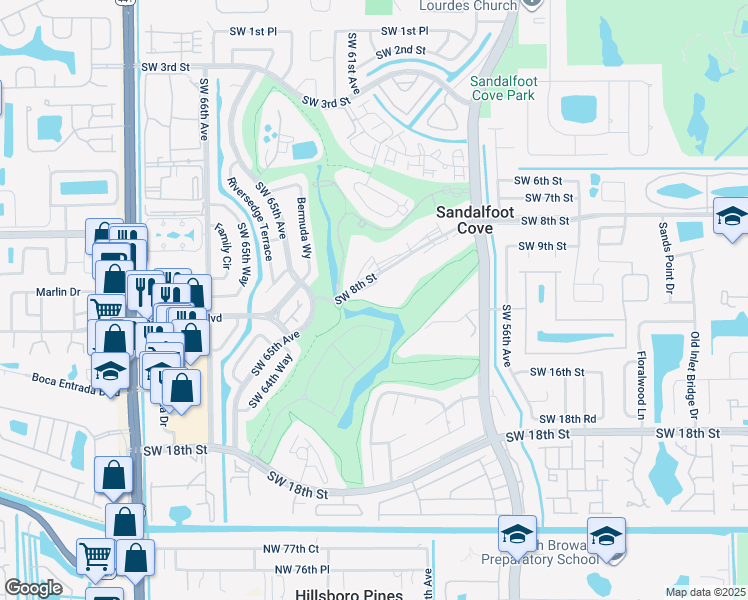 map of restaurants, bars, coffee shops, grocery stores, and more near 9434 Southwest 8th Street in Boca Raton