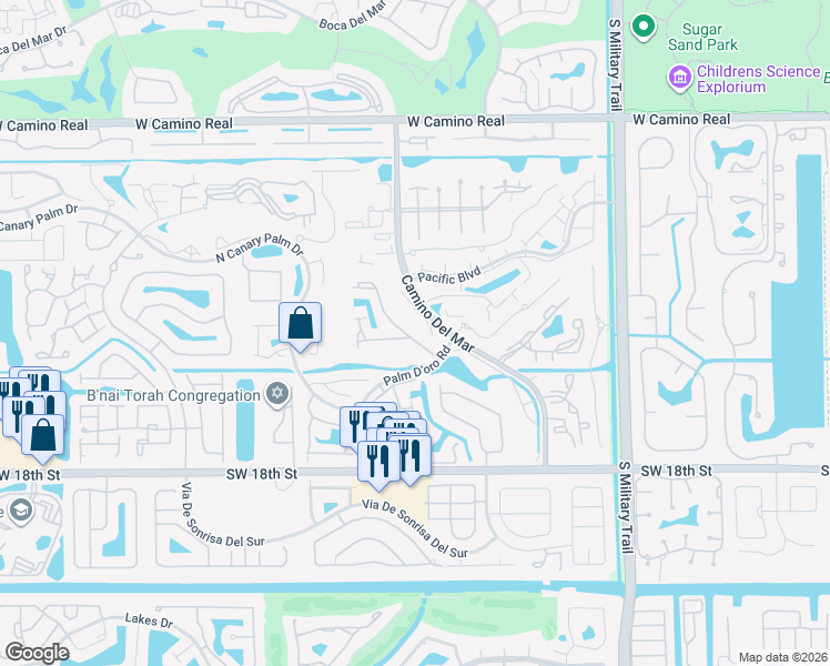 map of restaurants, bars, coffee shops, grocery stores, and more near 22960 Ironwedge Drive in Boca Raton