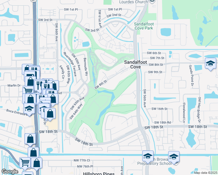 map of restaurants, bars, coffee shops, grocery stores, and more near 9410 Southwest 8th Street in Boca Raton