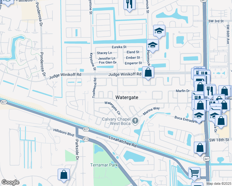 map of restaurants, bars, coffee shops, grocery stores, and more near 22835 Neptune Road in Boca Raton