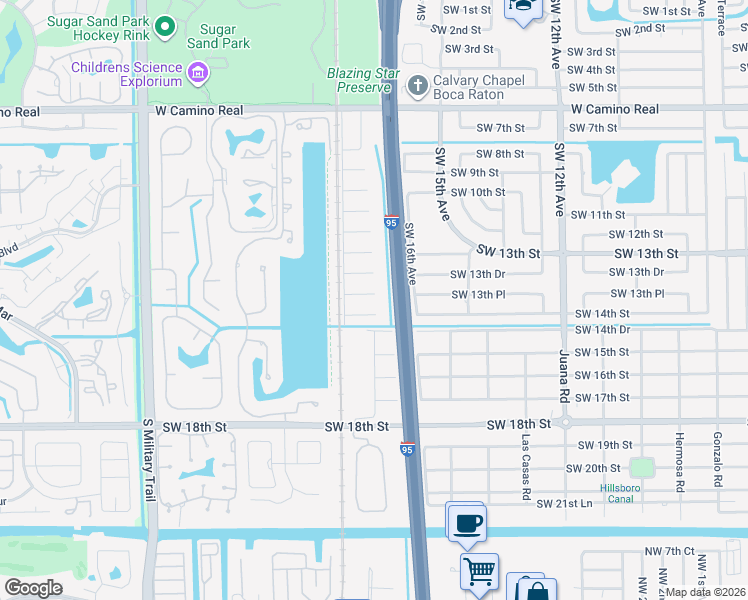 map of restaurants, bars, coffee shops, grocery stores, and more near 1780 Southwest 13th Street in Boca Raton
