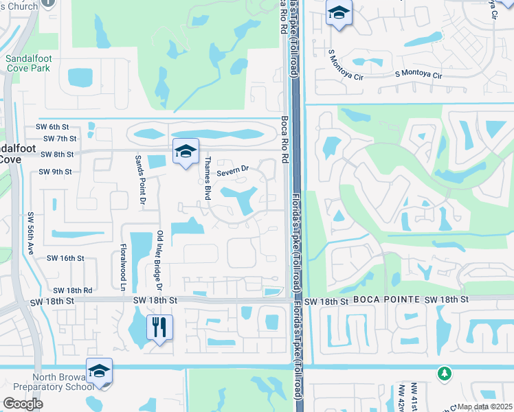 map of restaurants, bars, coffee shops, grocery stores, and more near 8062 Severn Drive in Boca Raton