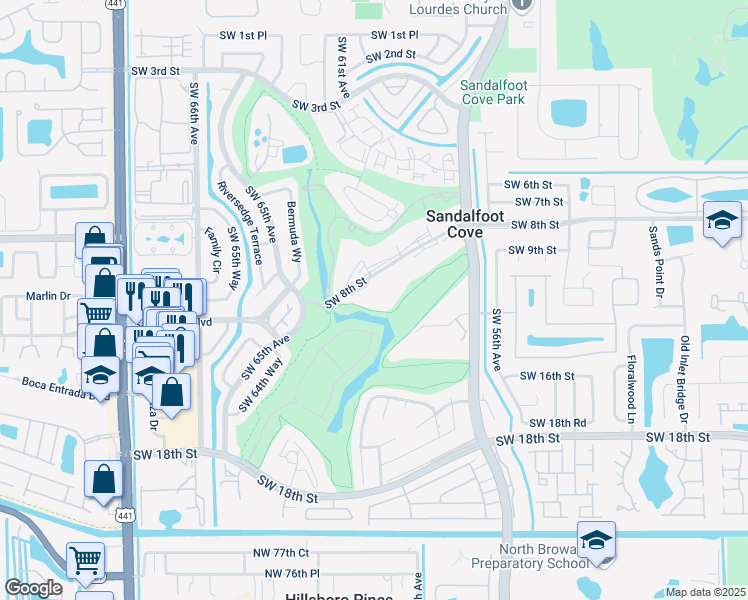 map of restaurants, bars, coffee shops, grocery stores, and more near 9430 Southwest 8th Street in Boca Raton