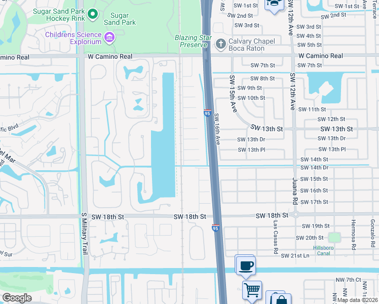 map of restaurants, bars, coffee shops, grocery stores, and more near 1780 Southwest 13th Street in Boca Raton