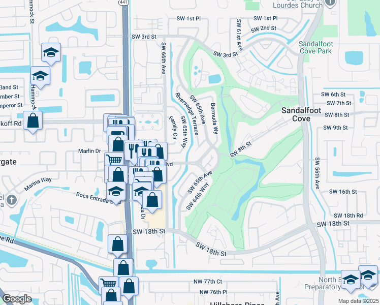 map of restaurants, bars, coffee shops, grocery stores, and more near 9673 Kenilworth Court in Boca Raton