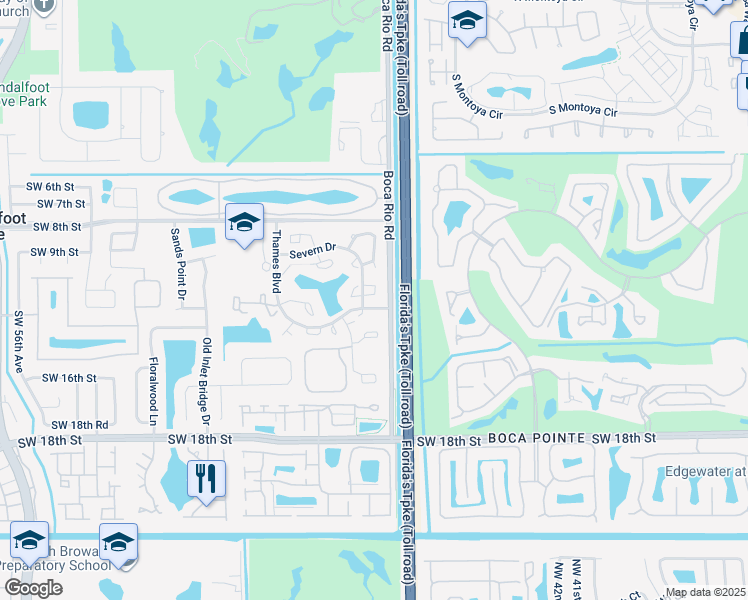 map of restaurants, bars, coffee shops, grocery stores, and more near 2 Severn Drive in Boca Raton