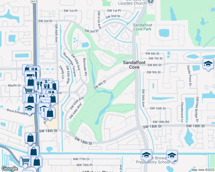 map of restaurants, bars, coffee shops, grocery stores, and more near 9430 Southwest 8th Street in Boca Raton