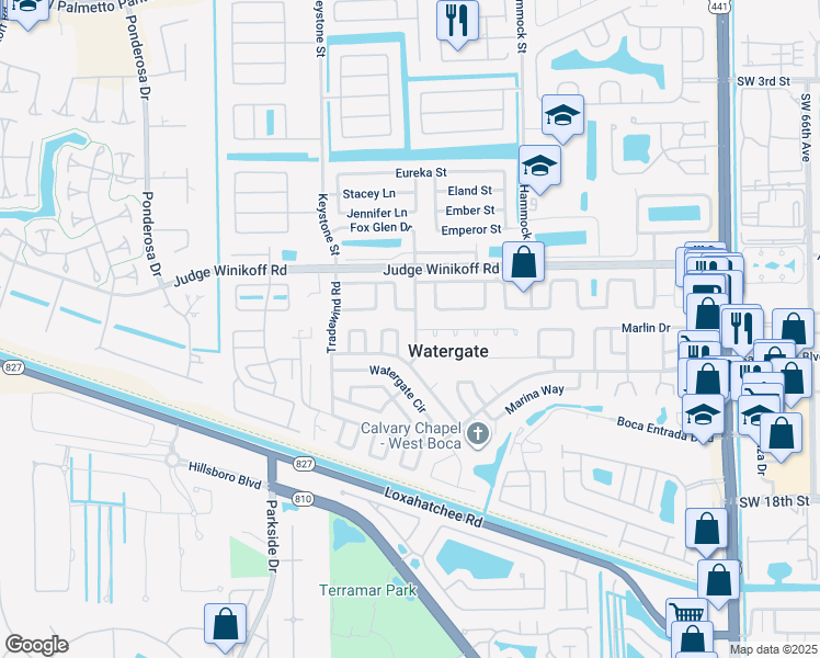 map of restaurants, bars, coffee shops, grocery stores, and more near 22835 Neptune Road in Boca Raton
