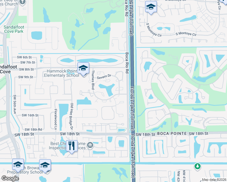 map of restaurants, bars, coffee shops, grocery stores, and more near 8062 Severn Drive in Boca Raton