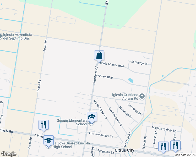 map of restaurants, bars, coffee shops, grocery stores, and more near 8922 Western Road in Mission