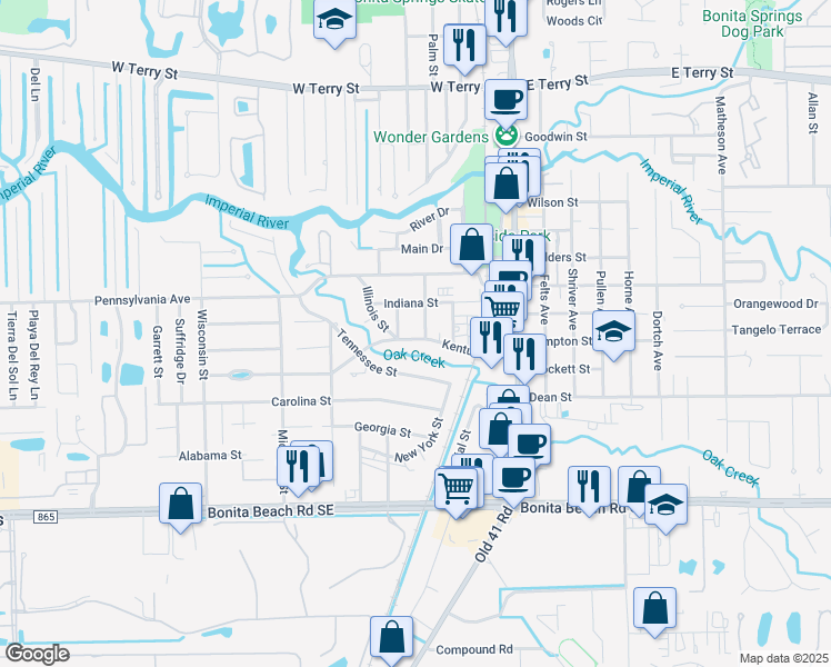 map of restaurants, bars, coffee shops, grocery stores, and more near 10251 Kentucky Street in Bonita Springs