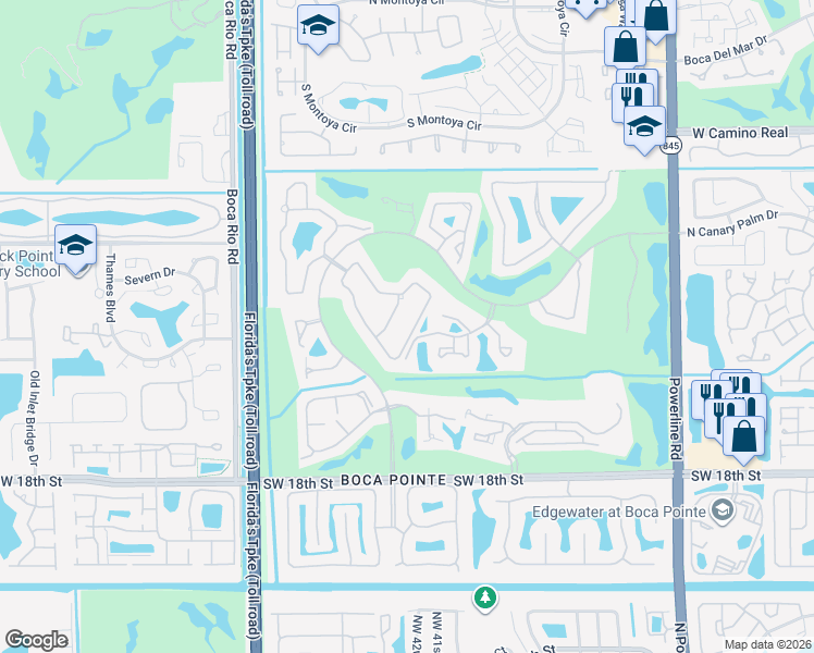 map of restaurants, bars, coffee shops, grocery stores, and more near 7690 La Corniche Circle in Boca Raton