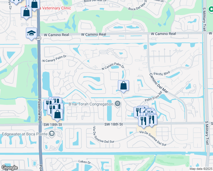 map of restaurants, bars, coffee shops, grocery stores, and more near 6432 Via Rosa in Boca Raton