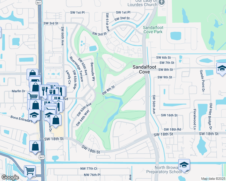 map of restaurants, bars, coffee shops, grocery stores, and more near 9430 Southwest 8th Street in Boca Raton