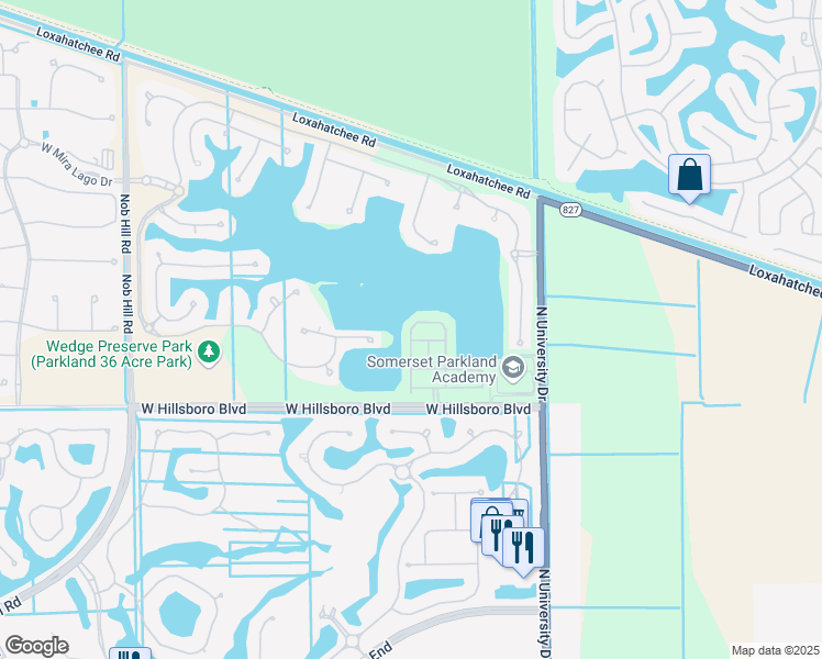 map of restaurants, bars, coffee shops, grocery stores, and more near 8420 Lakeview Trail in Parkland