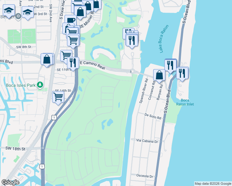 map of restaurants, bars, coffee shops, grocery stores, and more near 1388 Sabal Palm Drive in Boca Raton