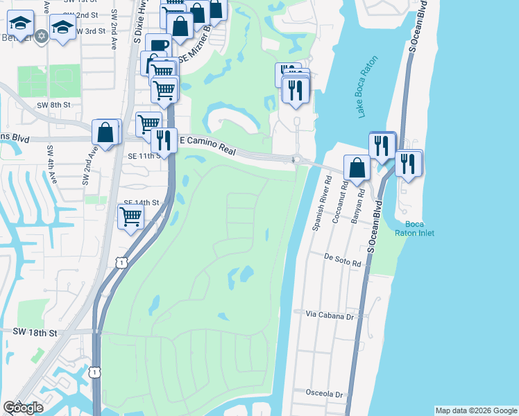 map of restaurants, bars, coffee shops, grocery stores, and more near 1388 Sabal Palm Drive in Boca Raton