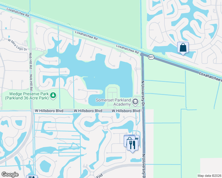 map of restaurants, bars, coffee shops, grocery stores, and more near 9632 Waterview Way in Parkland