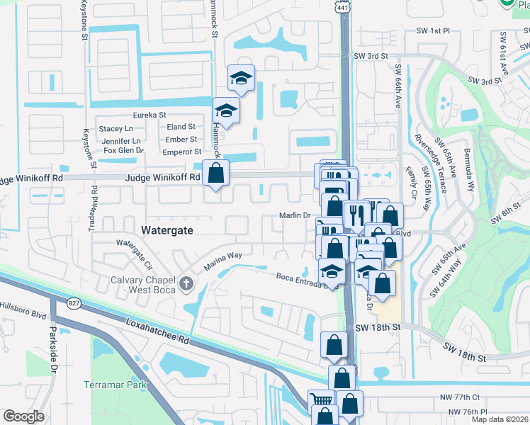 map of restaurants, bars, coffee shops, grocery stores, and more near 10321 Marlin Drive in Boca Raton