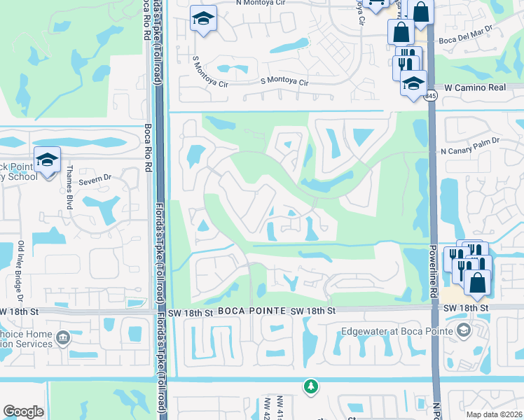 map of restaurants, bars, coffee shops, grocery stores, and more near 7686 La Corniche Circle in Boca Raton