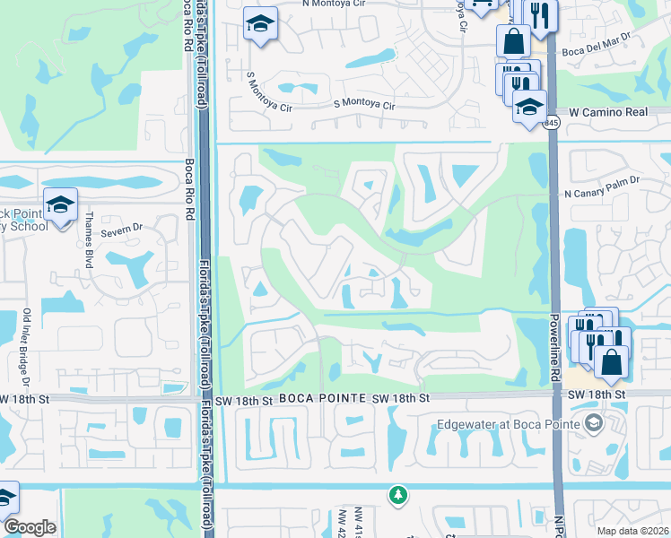 map of restaurants, bars, coffee shops, grocery stores, and more near 7686 La Corniche Circle in Boca Raton
