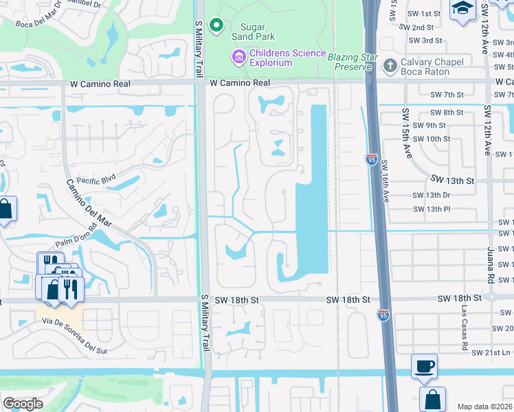 map of restaurants, bars, coffee shops, grocery stores, and more near 2060 Park Court in Boca Raton