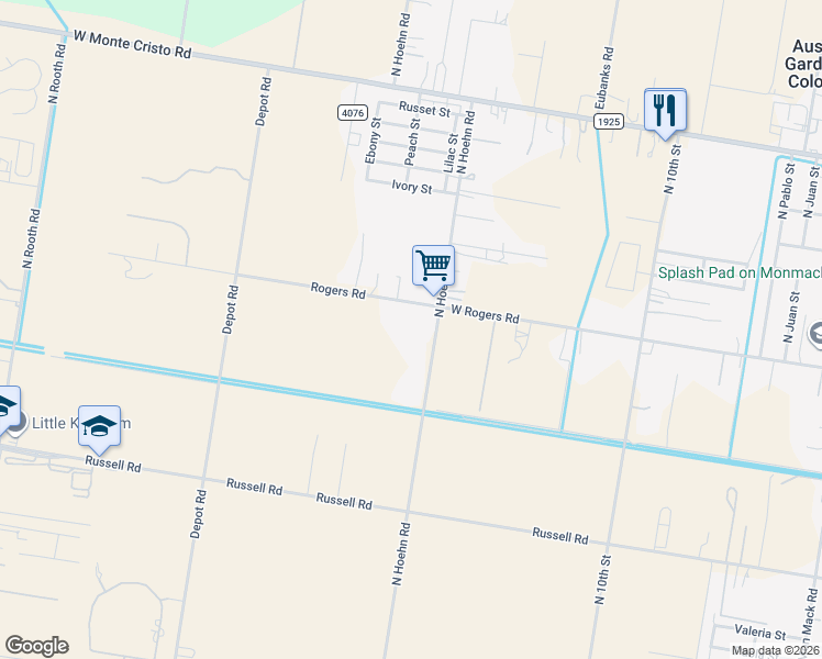 map of restaurants, bars, coffee shops, grocery stores, and more near 2217 North Hoehn Drive in Edinburg