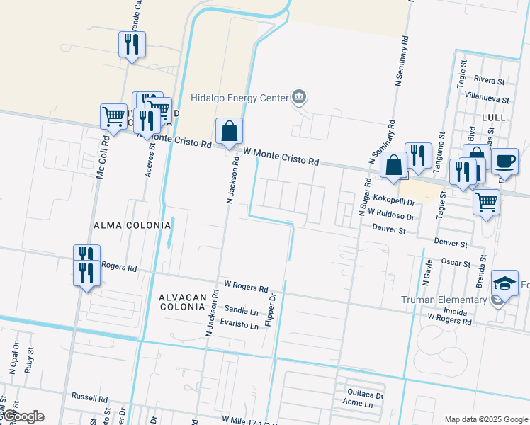 map of restaurants, bars, coffee shops, grocery stores, and more near 2020 Summerland Lane in Edinburg