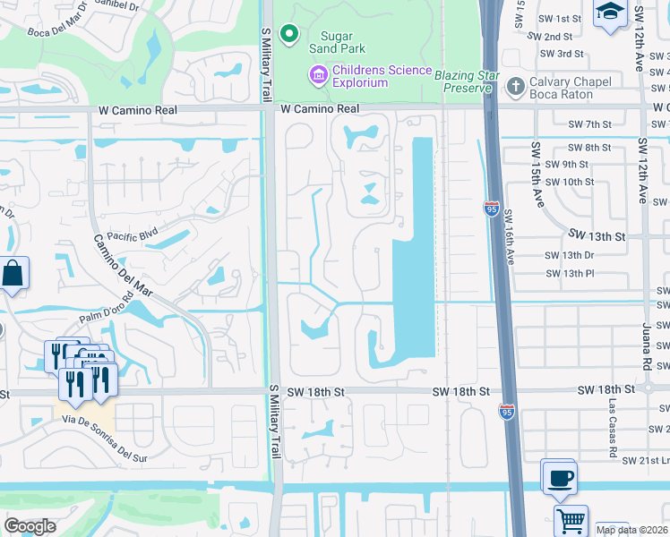 map of restaurants, bars, coffee shops, grocery stores, and more near 2060 Park Court in Boca Raton