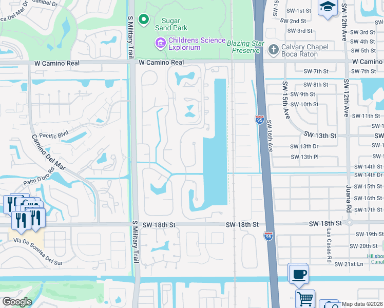 map of restaurants, bars, coffee shops, grocery stores, and more near 1201 Southwest 19th Avenue in Boca Raton