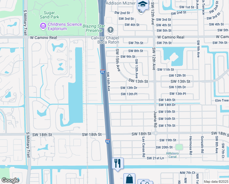 map of restaurants, bars, coffee shops, grocery stores, and more near 1521 Southwest 13th Place in Boca Raton