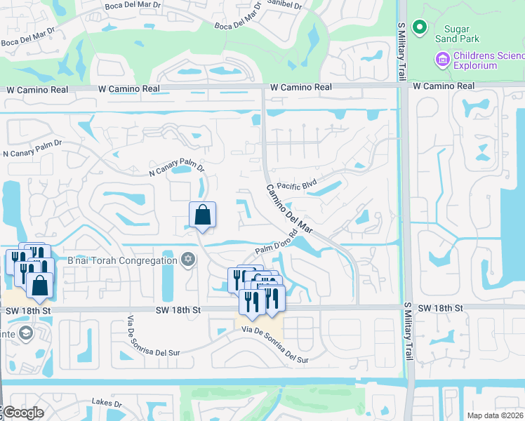 map of restaurants, bars, coffee shops, grocery stores, and more near 22922 Ironwedge Drive in Boca Raton