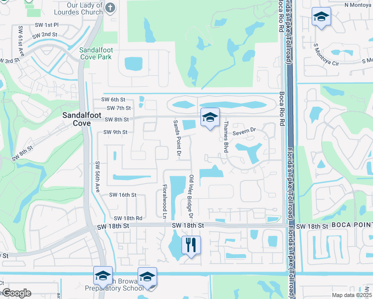map of restaurants, bars, coffee shops, grocery stores, and more near 22957 Old Inlet Bridge Drive in Boca Raton