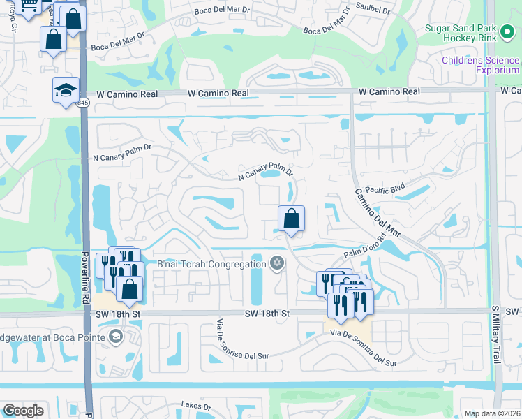 map of restaurants, bars, coffee shops, grocery stores, and more near 6432 Via Rosa in Boca Raton