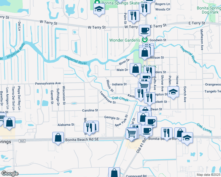 map of restaurants, bars, coffee shops, grocery stores, and more near 10141 Kentucky Street in Bonita Springs