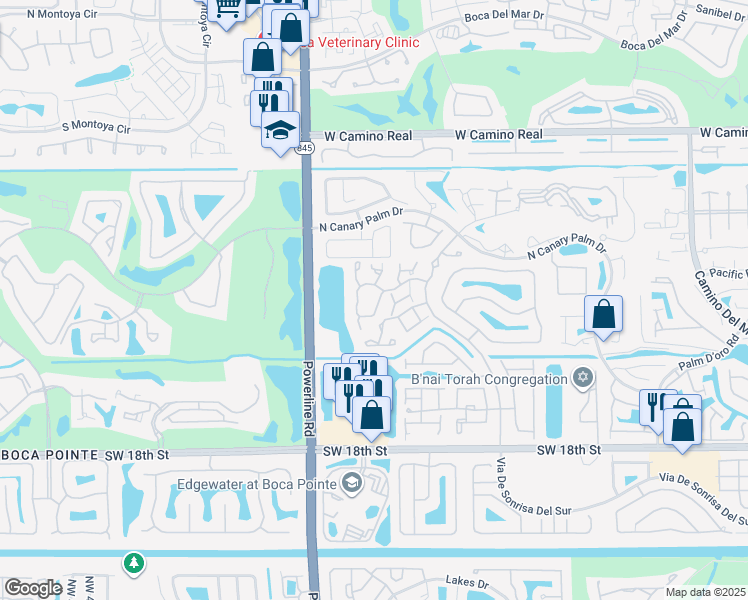 map of restaurants, bars, coffee shops, grocery stores, and more near 6765 Montego Bay Boulevard in Boca Raton