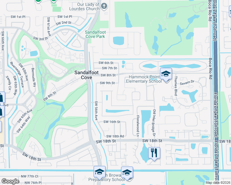 map of restaurants, bars, coffee shops, grocery stores, and more near 8834 Southwest 10th Street in Boca Raton