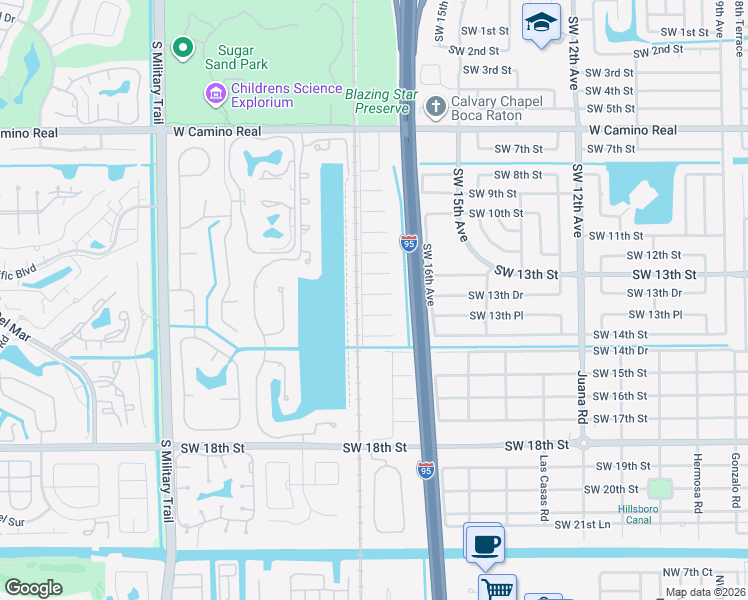 map of restaurants, bars, coffee shops, grocery stores, and more near 1780 Southwest 13th Street in Boca Raton