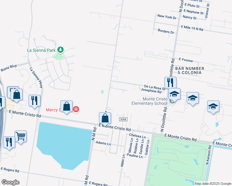 map of restaurants, bars, coffee shops, grocery stores, and more near 3922 North Gwin Road in Edinburg