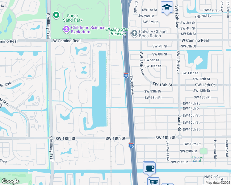 map of restaurants, bars, coffee shops, grocery stores, and more near 1780 Southwest 13th Street in Boca Raton