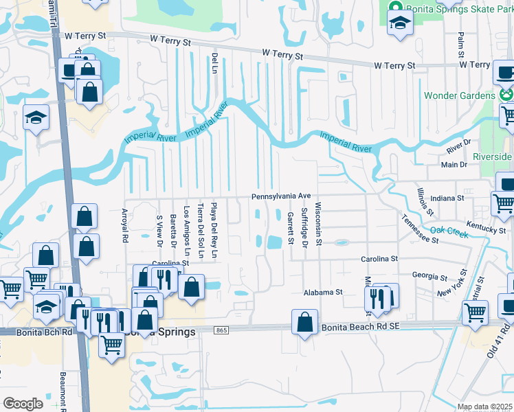 map of restaurants, bars, coffee shops, grocery stores, and more near 27650 Hacienda East Boulevard in Bonita Springs