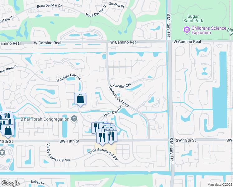 map of restaurants, bars, coffee shops, grocery stores, and more near 22960 Ironwedge Drive in Boca Raton