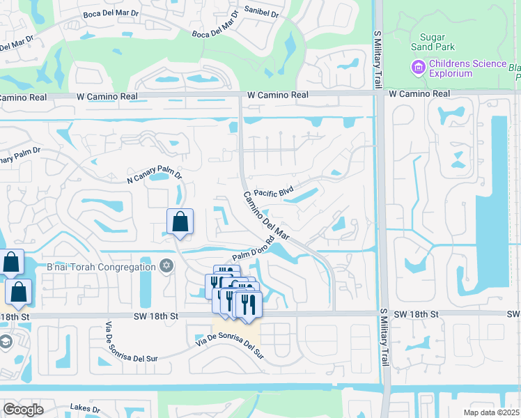 map of restaurants, bars, coffee shops, grocery stores, and more near 22960 Ironwedge Drive in Boca Raton