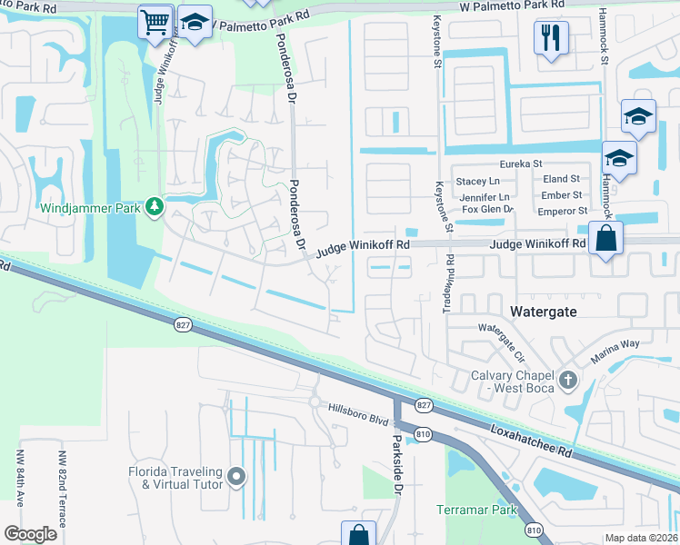 map of restaurants, bars, coffee shops, grocery stores, and more near 11330 Timber Lodge Terrace in Boca Raton