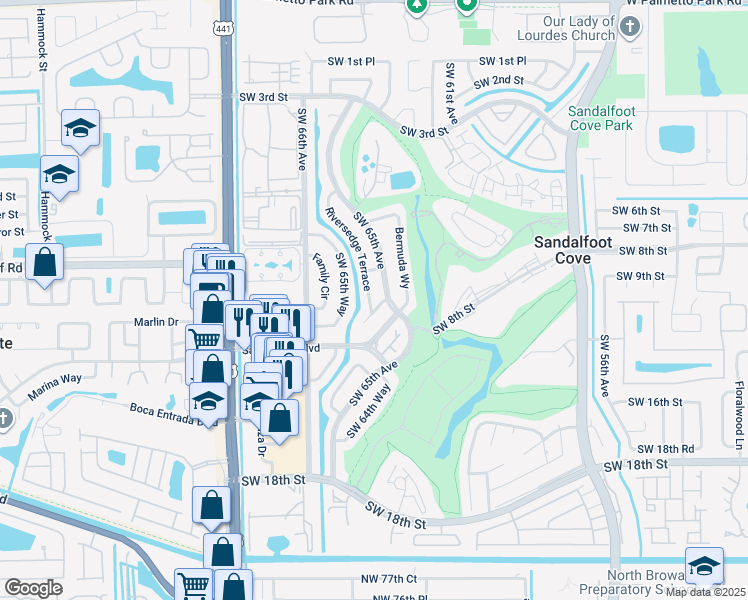 map of restaurants, bars, coffee shops, grocery stores, and more near 22766 Southwest 65th Terrace in Boca Raton