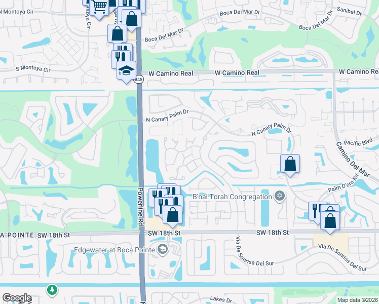 map of restaurants, bars, coffee shops, grocery stores, and more near 6687 Montego Bay Boulevard in Boca Raton