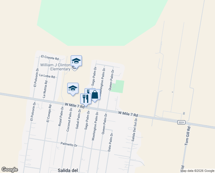 map of restaurants, bars, coffee shops, grocery stores, and more near 18212 Queen Palm Drive in Penitas