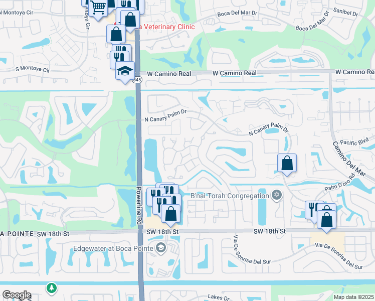map of restaurants, bars, coffee shops, grocery stores, and more near 6687 Montego Bay Boulevard in Boca Raton