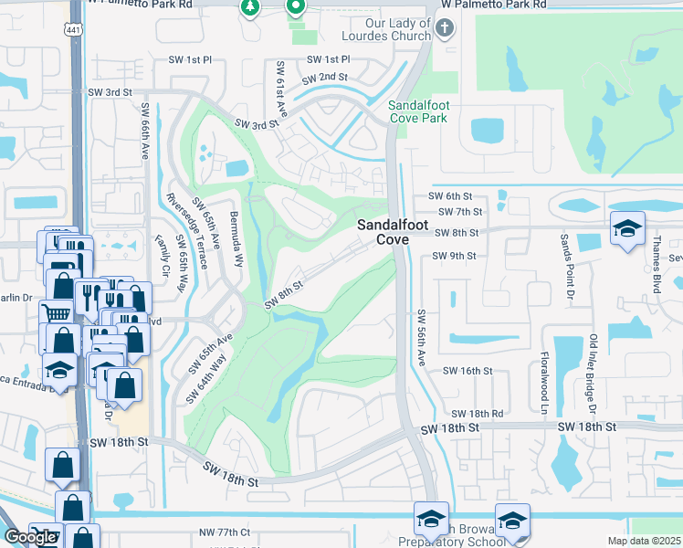 map of restaurants, bars, coffee shops, grocery stores, and more near 9233 Southwest 8th Street in Boca Raton