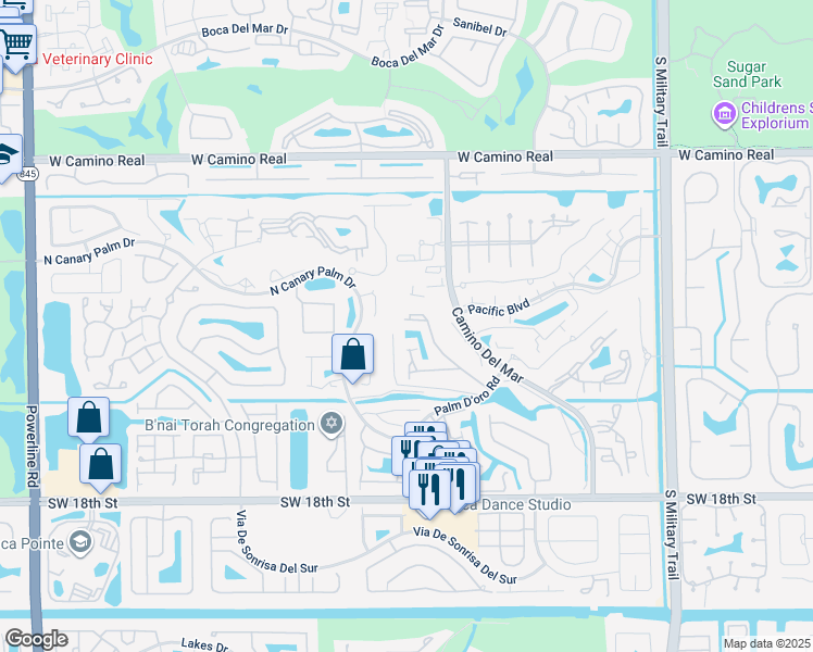 map of restaurants, bars, coffee shops, grocery stores, and more near 22846 Ironwedge Drive in Boca Raton